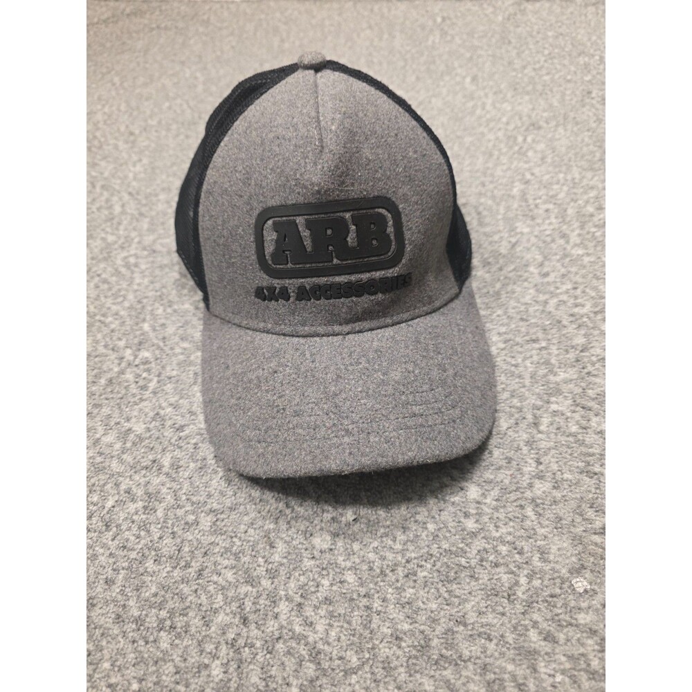 This is an ARB 4x4 Accessories trucker-style hat, featuring a grey felt wool